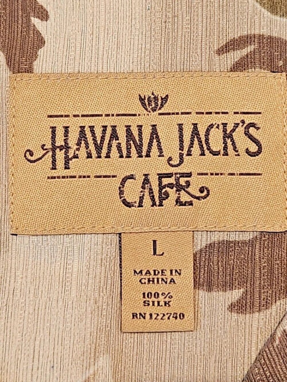 Havana Jack's Cafe Hawaiian Shirt Men's Sz. L Silk Floral Button Up Short Sleeve - Picture 8 of 15
